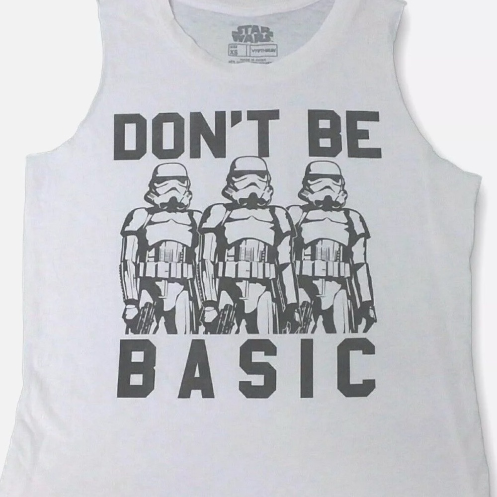 Star Wars ‘Don't Be Basic’ Muscle Tank Top S White Unisex Small Stormtrooper